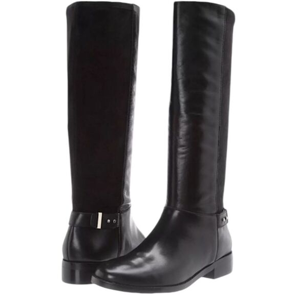 COLE HAAN Adler Black Leather Suede Riding Boots - Picture 14 of 14